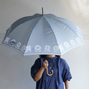 晴雨兼用長傘 プランター グレー　傘 晴雨兼用 竹 ジャンプ傘 北欧風 日傘 雨傘 バンブーハンドル