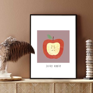 【定番★かわいい系フルーツデザイン】 ポスター A3 A4 果物 リンゴ 絵 イラスト デザート 林檎 Apple