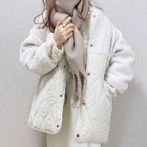Coat Boa Quilted Outerwear Short Coat M Switching