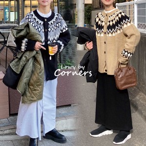 Cardigan Front/Rear 2-way Tops Knit Cardigan Nordic Pattern Autumn/Winter