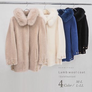 Coat Boa Hooded Double- faced Buttons