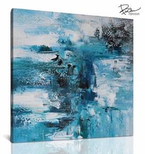BWA120 アートパネル 水の抽象 50x50cm  抽象画 絵画 50角 青 海 正方形