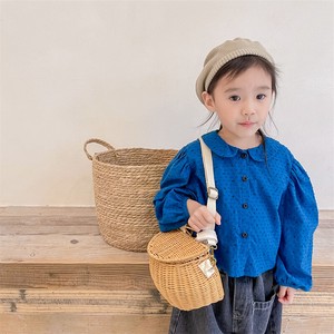 韓国スタイル ジャカードバブルスリーブシャツ　ベビー　新生児　キッズ　子供服