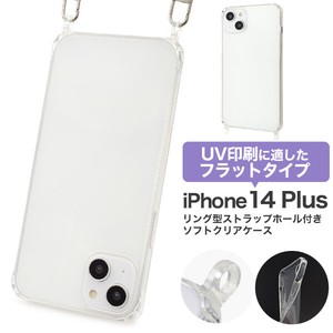 <スマホケース＞iPhone 14 Plus用リング型 ストラップホール付き クリアケース