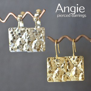 【Angie】 タートリースクエア 真鍮メッキコーティング ピアス／イヤリング 2色展開4タイプ。