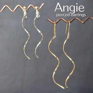 【Angie】 ロングスパイラル 真鍮メッキコーティング ピアス／イヤリング 2色展開4タイプ。