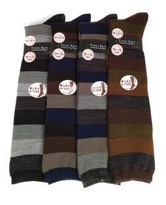 Knee High Socks Wool Blend Socks Border Made in Japan