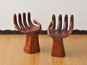 仏手 木製 スタンドチェア 椅子 スツール 個性的 アジアン
