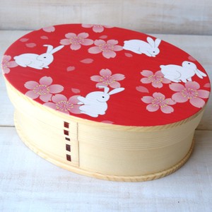 Japan-style Painting Mage-wappa Bento box Sakura-Rabbits