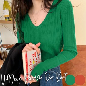 Sweater/Knitwear Random Rib V-Neck