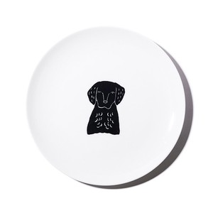 Mino ware Main Plate Porcelain Cat black Dog Made in Japan