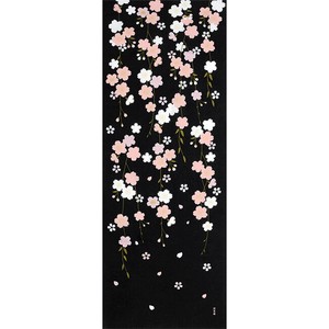 【濱文様】　絵てぬぐい　枝垂れ夜桜　【春の人気者】　(日本製)