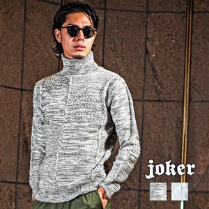 【SALE】ボックスチェック切替えセータータートルネックニット／joker