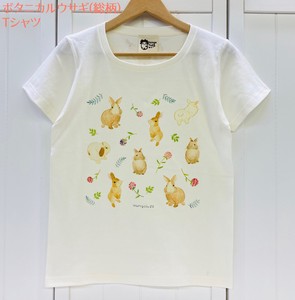 レディースTシャツ☆ボタニカルウサギ総柄【ウサギ】