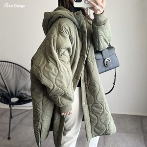 Coat Quilted Hooded Long