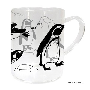 アニマルグラスコレクション　耐熱グラスマグ　海アート　ペンギン