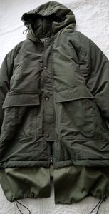 【防水加工】ナイロン×綿ツイルフードロングジャケット（hoodie long jacket）2022秋冬新作