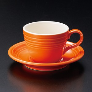 コーヒーカップ&ソーサー オービットオレンジ 日本製 美濃焼 モダン 陶器