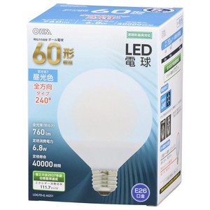 LED電球 ボール電球形 E26 60形相当 昼光色