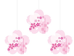 【日本製】桜オーナメント3個セット（桜文様）　春飾り【店舗装飾】
