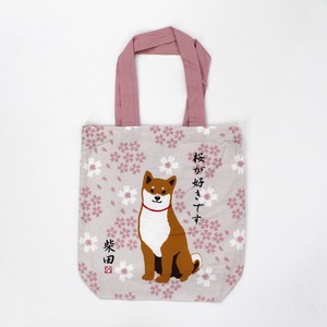 Tote Bag Pink Shiba Dog Pocket Shibata-san