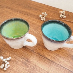 【スカイ・ヒワ・グリーン】マグカップ　コーヒーカップ　2色（美濃焼・日本製・陶磁器）