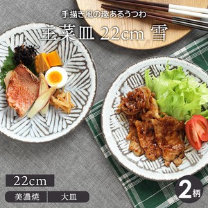 主菜皿 22cm 雪 日本製 定番商品