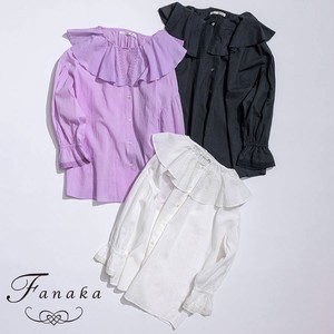 Button Shirt/Blouse Leaver Lace Ruffle Fanaka Collar Blouse