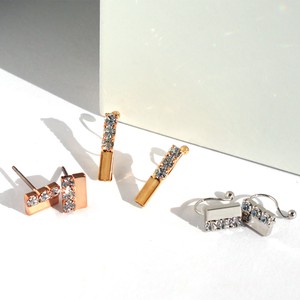 Clip-On Earrings Gold Post Earrings Bijoux Rhinestone Made in Japan