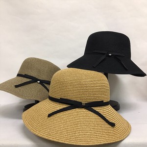【春夏帽子】春夏婦人帽子　洗えるブレードリボン付き　吸水速乾　　レディース帽子