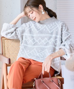Sweater/Knitwear Knitted High-Neck Mock Neck Ladies' Nordic Pattern