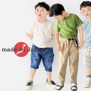 Kids' Short Sleeve T-shirt Spring/Summer Pocket L M Made in Japan