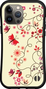 【iPhone対応】 耐衝撃 スマホケース ハイブリッドケース 和柄 蝶と花