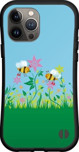 【iPhone対応】 耐衝撃 スマホケース ハイブリッドケース 花とミツバチ