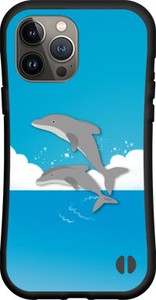 【iPhone対応】 耐衝撃 スマホケース ハイブリッドケース 海とイルカジャンプ