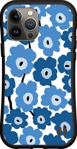 【iPhone対応】 耐衝撃 スマホケース ハイブリッドケース 北欧風 花柄 type1ブルー