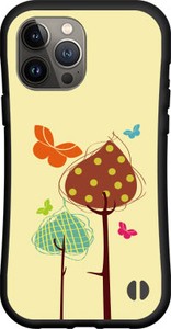 【iPhone対応】 耐衝撃 スマホケース ハイブリッドケース 木と蝶