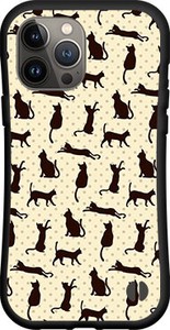 【iPhone対応】 耐衝撃 スマホケース ハイブリッドケース 猫柄（ベージュ×ブラウン）
