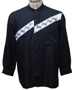Button Shirt Long Sleeves Casual Embroidered Japanese Pattern Made in Japan