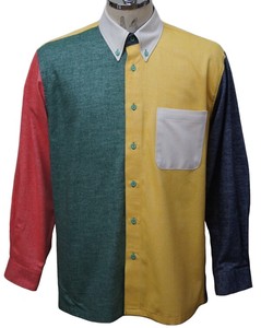 Button Shirt Long Sleeves Buttons Cotton Switching Made in Japan