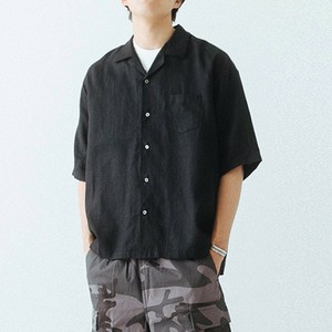 【メンズ】オリジナルリネン - オープンカラー5分袖シャツ