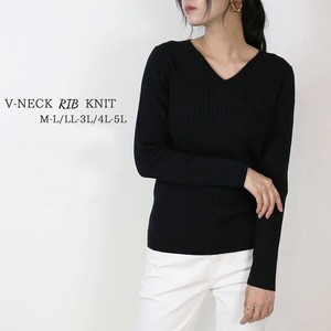 Sweater/Knitwear V-Neck Simple Ribbed Knit New Color