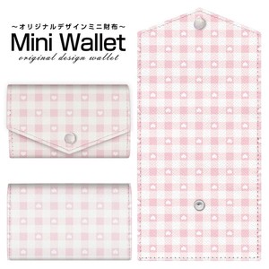 コンパクトだけど大容量 豊富なデザインから選べるミニ財布 ギンガムハート ピンク