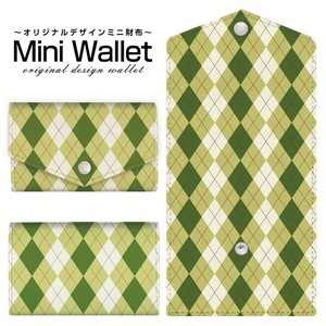 コンパクトだけど大容量 豊富なデザインから選べるミニ財布 アーガイルホワイト×グリーン