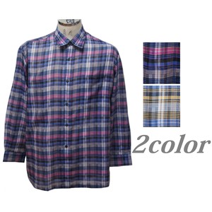 Button Shirt Plaid Cotton Made in Japan
