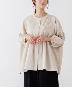 Button Shirt/Blouse Pintucked Blouse Spring/Summer Rayon Cotton Linen