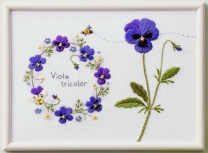 COSMO Embroidery Kits Garden Sketchbook Viola Wreath