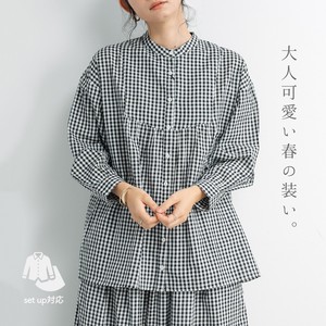 Button Shirt/Blouse Yarn-dyed Checked Pattern