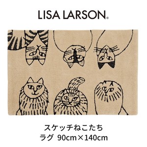 LISALARSON リサ・ラーソン 北欧 新生活インテリア  スケッチ ラグ スケッチねこたち 90×140cm 猫 ねこ