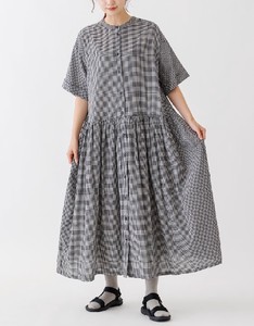 Casual Dress Waist Cotton One-piece Dress M Switching 2-way 2023 New